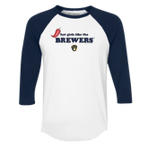 Milwaukee Brewers Hot Girls 3/4 Navy Blue Sleeve Raglan