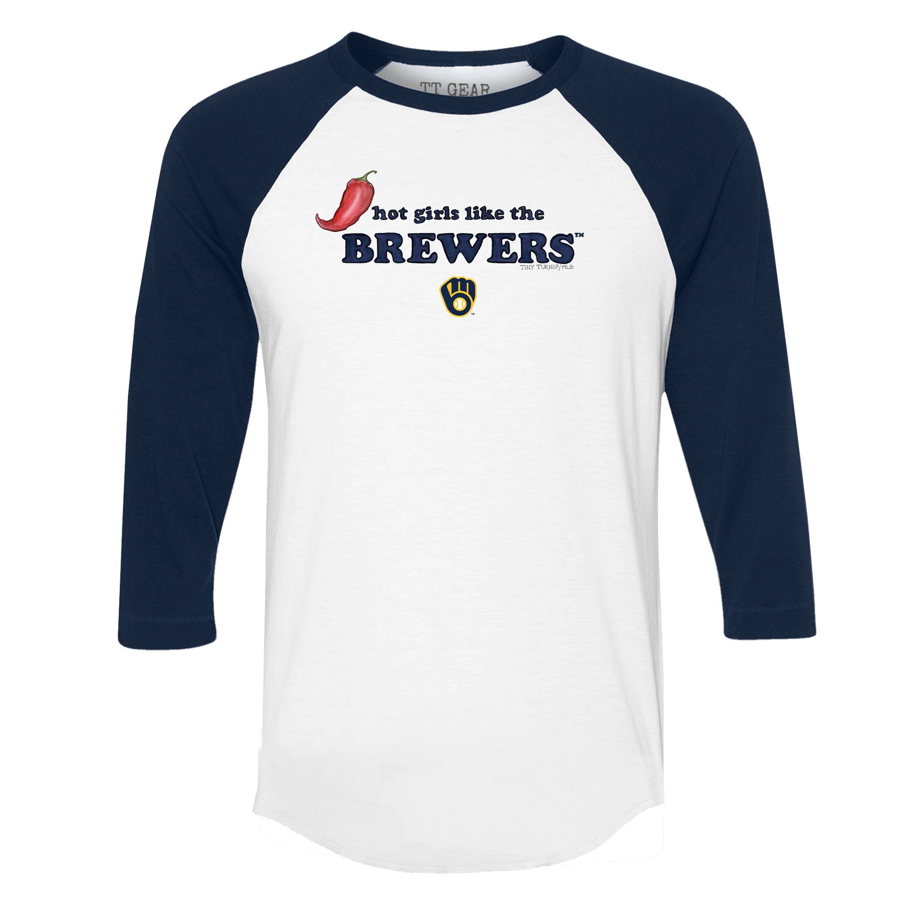Milwaukee Brewers Hot Girls 3/4 Navy Blue Sleeve Raglan