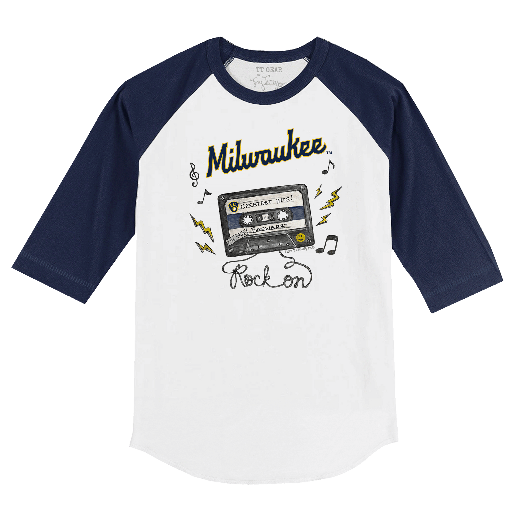 Milwaukee Brewers Mixtape 3/4 Navy Blue Sleeve Raglan