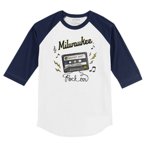 Milwaukee Brewers Mixtape 3/4 Navy Blue Sleeve Raglan