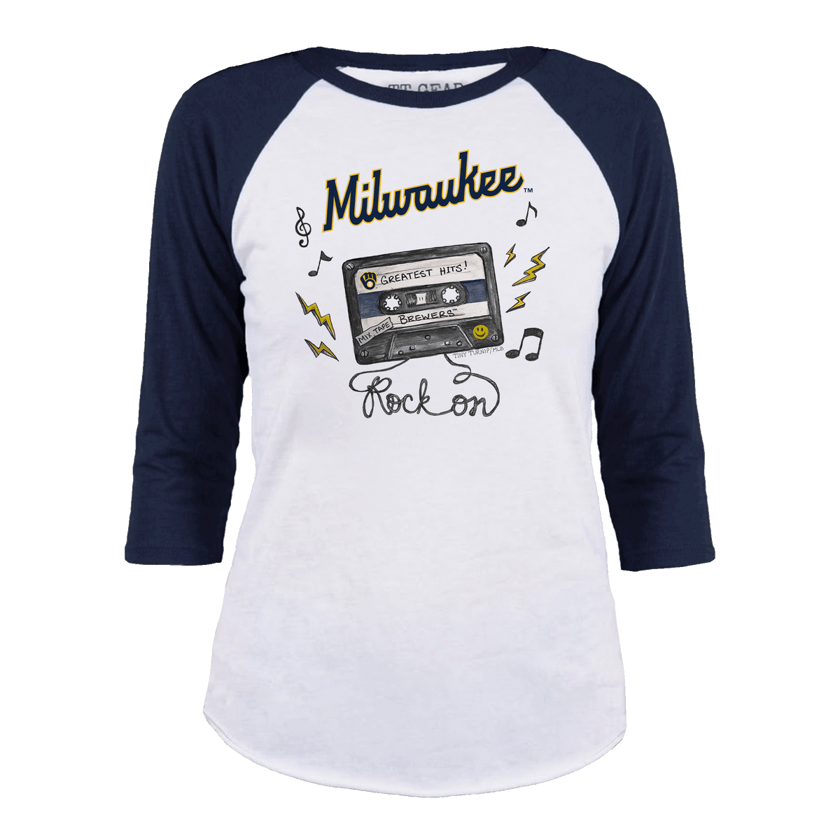 Milwaukee Brewers Mixtape 3/4 Navy Blue Sleeve Raglan