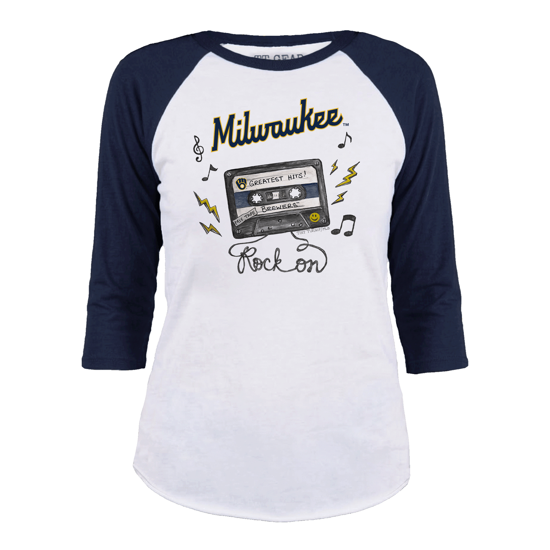 Milwaukee Brewers Mixtape 3/4 Navy Blue Sleeve Raglan