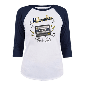 Milwaukee Brewers Mixtape 3/4 Navy Blue Sleeve Raglan