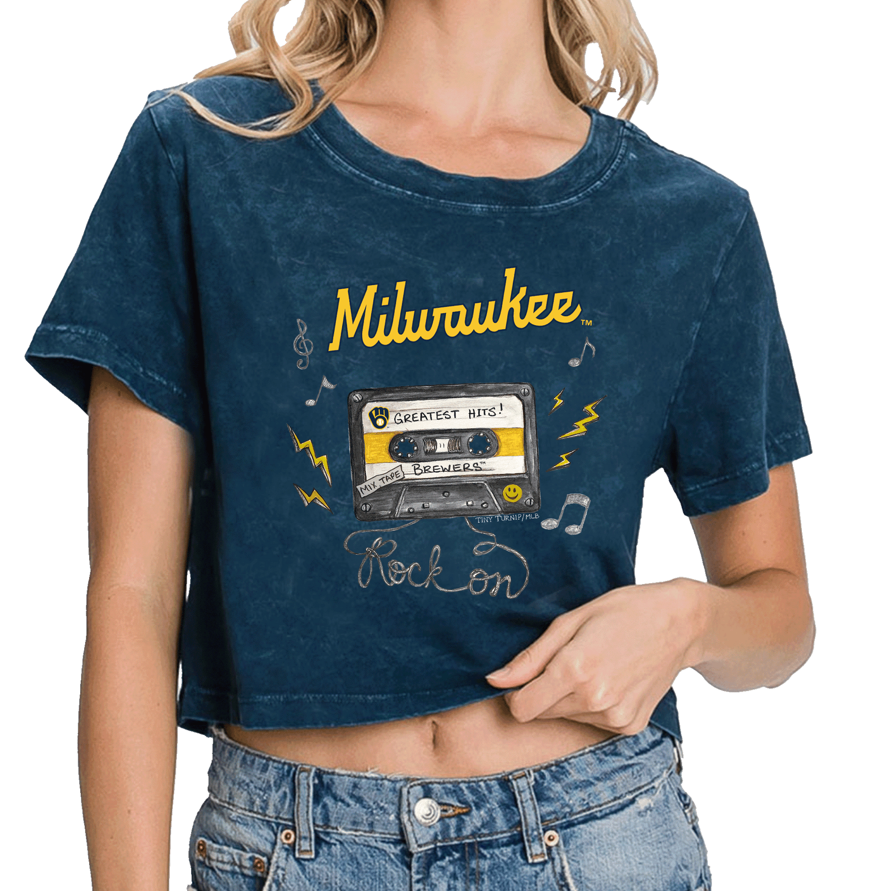 Milwaukee Brewers Mixtape Vintage Crop Tee - Tiny Turnip