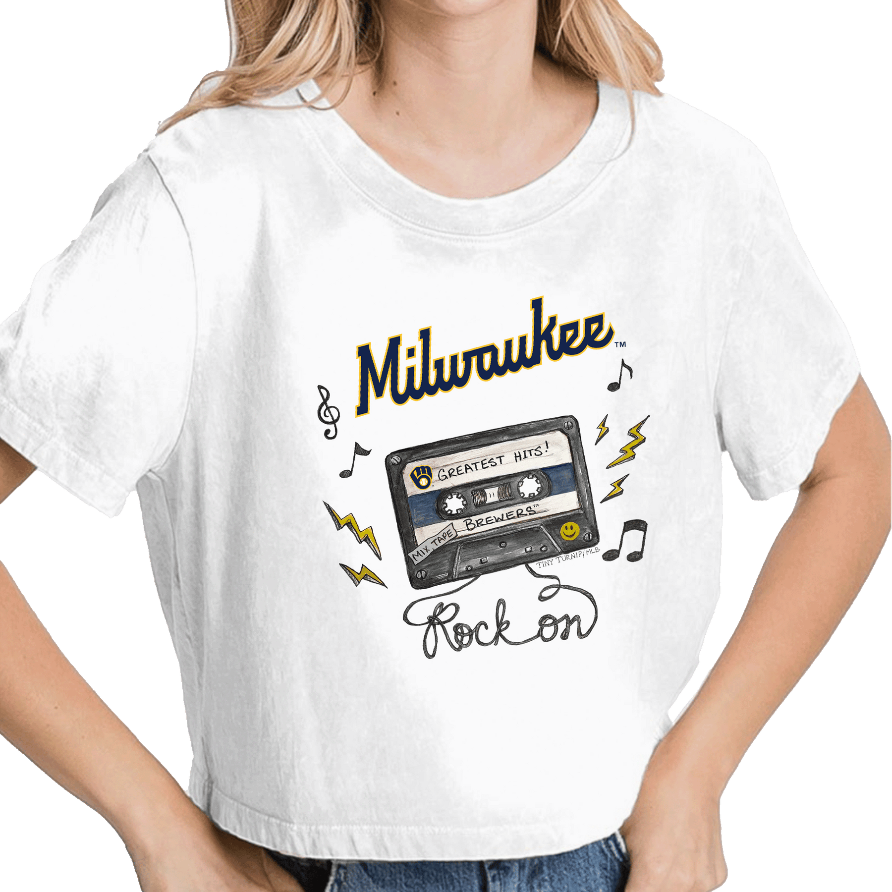 Milwaukee Brewers Mixtape Vintage Crop Tee - Tiny Turnip