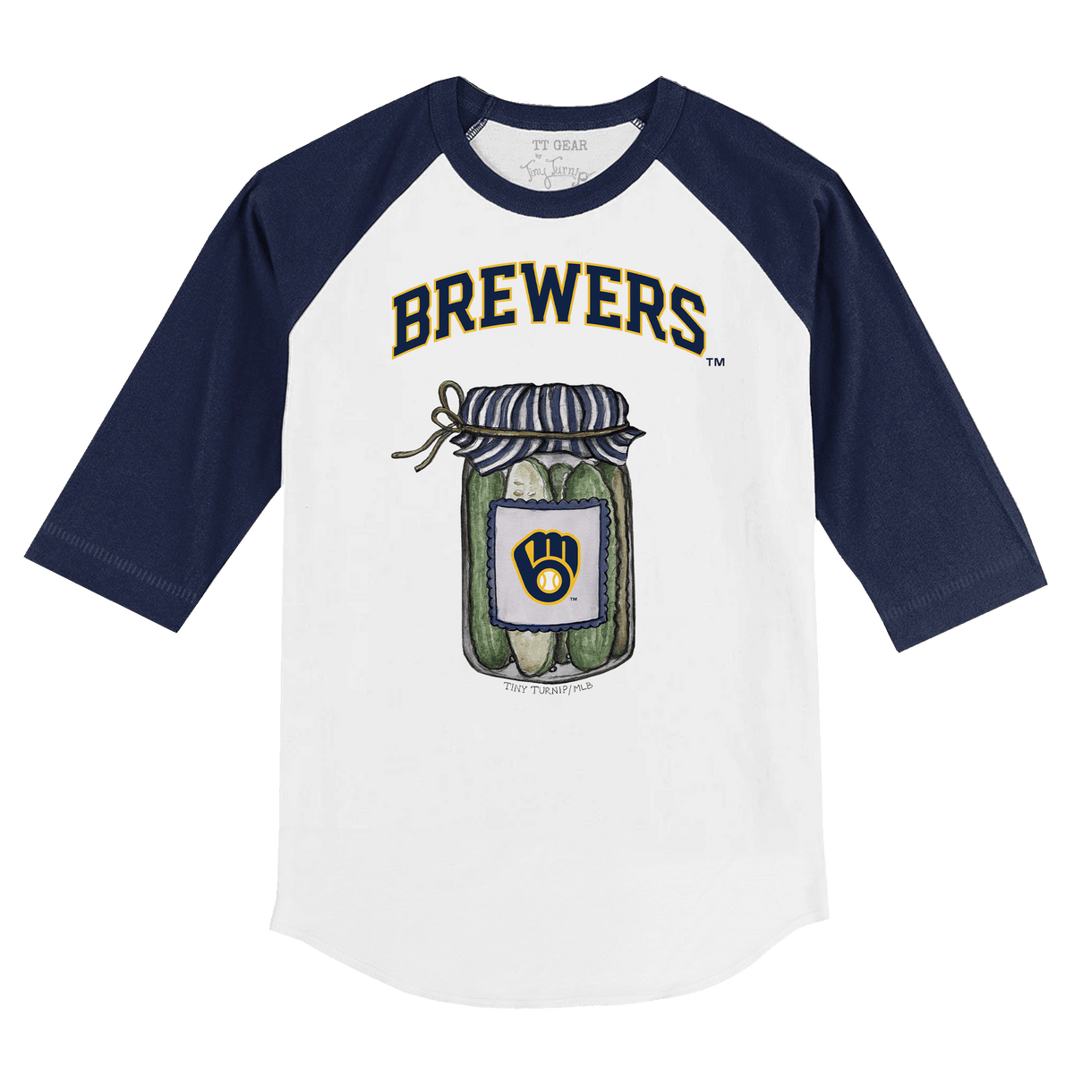 Milwaukee Brewers Pickle Jar 3/4 Navy Blue Sleeve Raglan