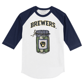 Milwaukee Brewers Pickle Jar 3/4 Navy Blue Sleeve Raglan
