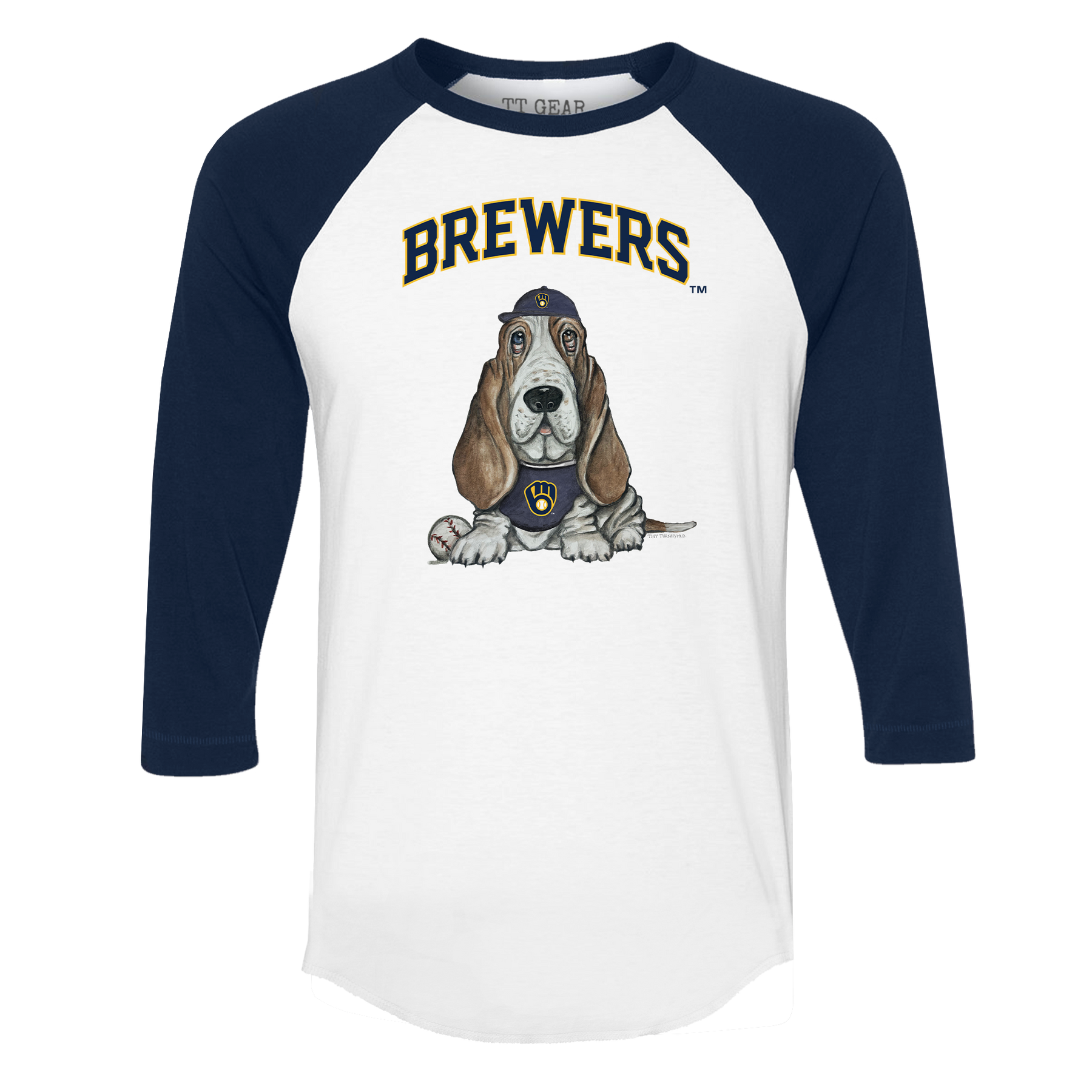Milwaukee Brewers Puddy 3/4 Navy Blue Sleeve Raglan - Tiny Turnip