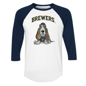 Milwaukee Brewers Puddy 3/4 Navy Blue Sleeve Raglan - Tiny Turnip