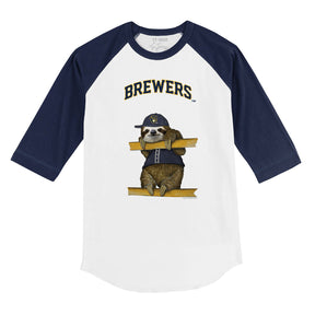 Milwaukee Brewers Sloth 3/4 Navy Blue Sleeve Raglan