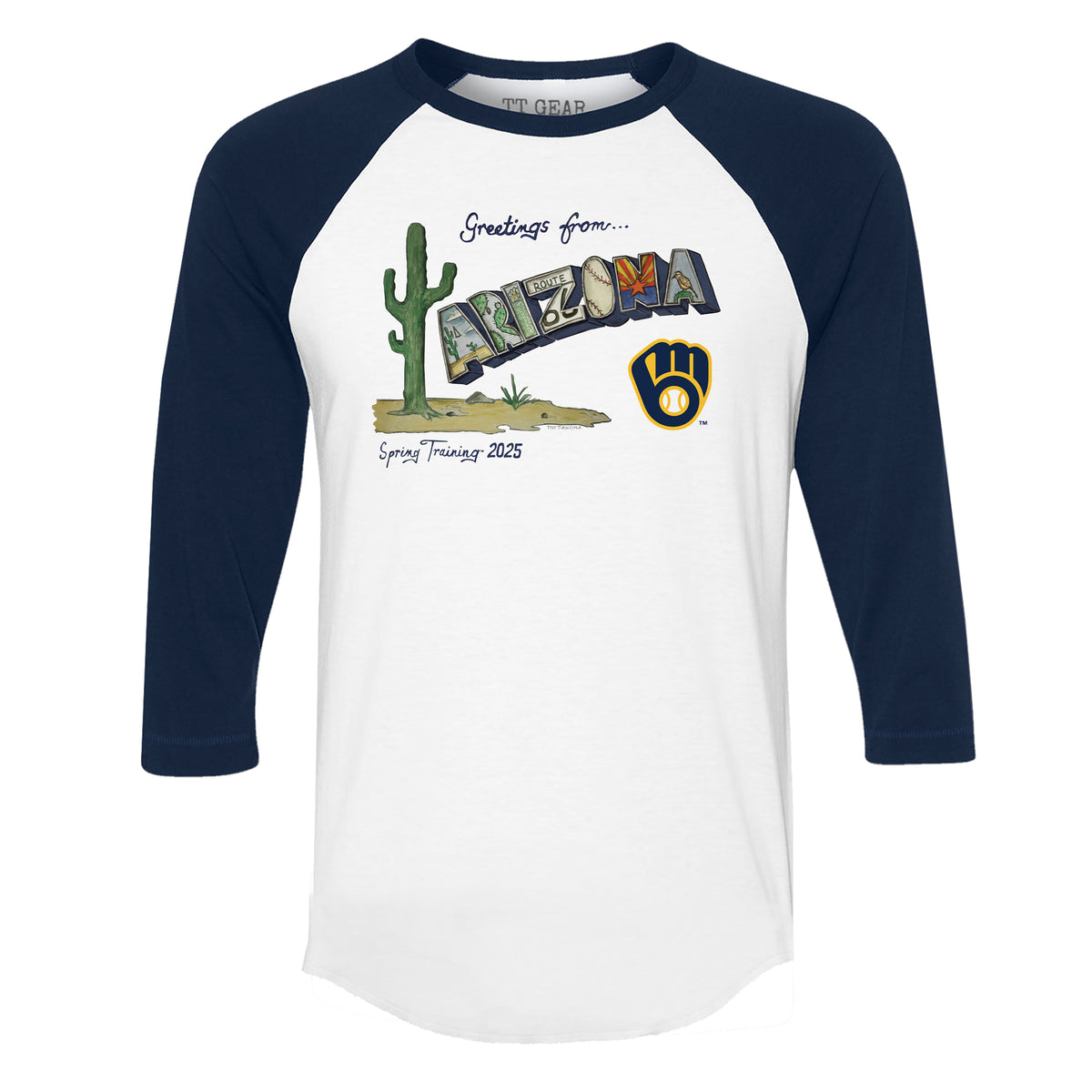 Milwaukee Brewers Spring Training 2025 3/4 Navy Blue Sleeve Raglan