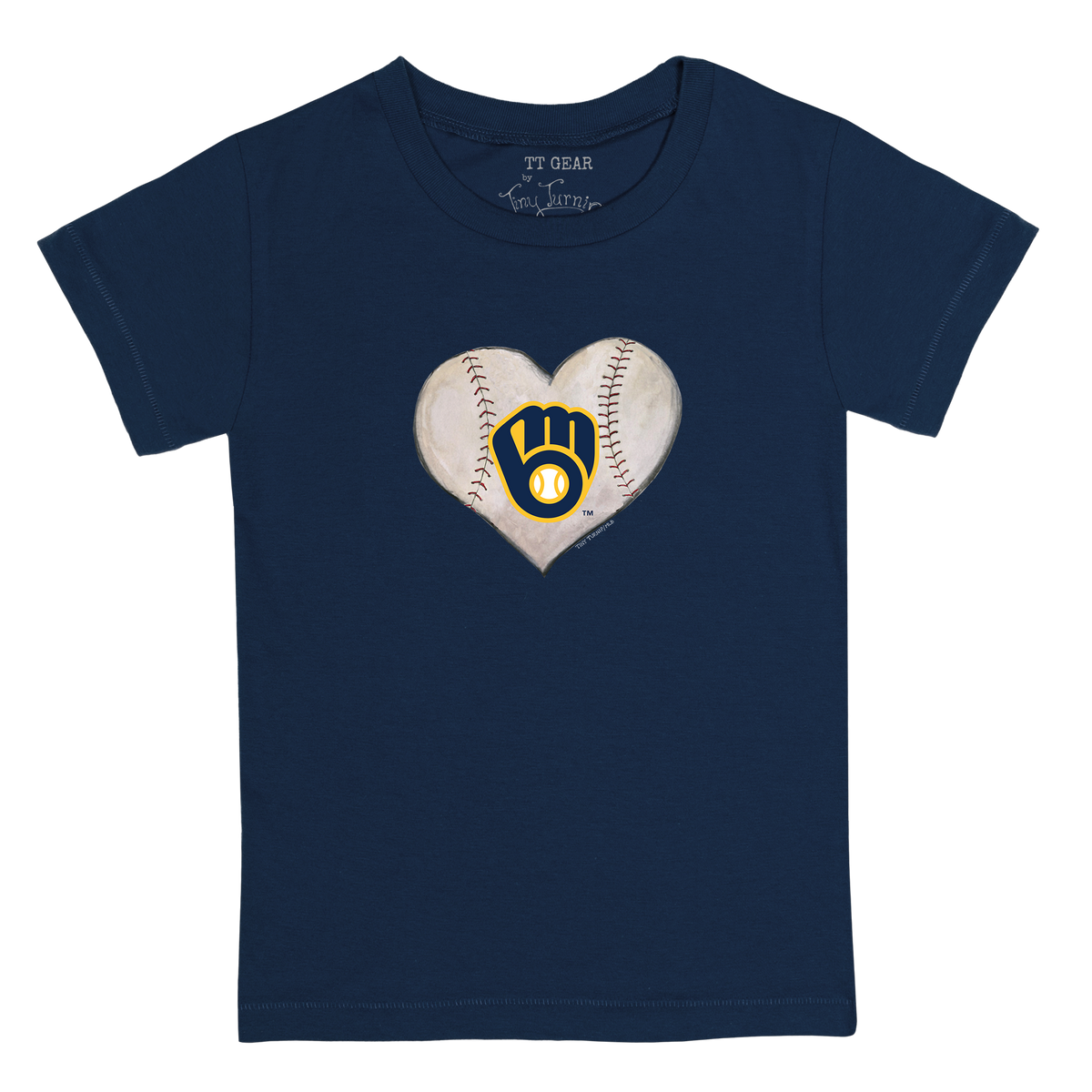 Milwaukee Brewers Stitched Heart Kid's Tee Shirt - Tiny Turnip