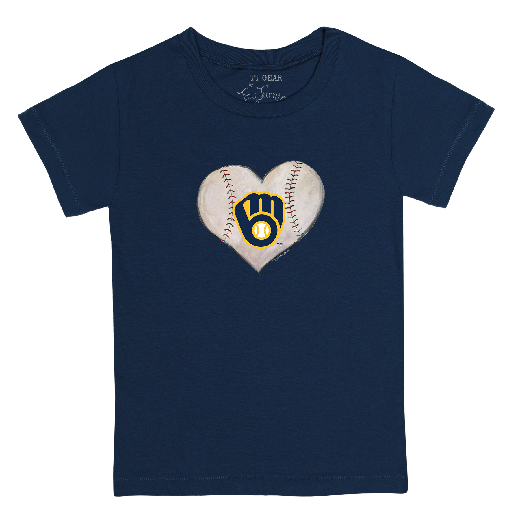 Milwaukee Brewers Stitched Heart Kid's Tee Shirt - Tiny Turnip