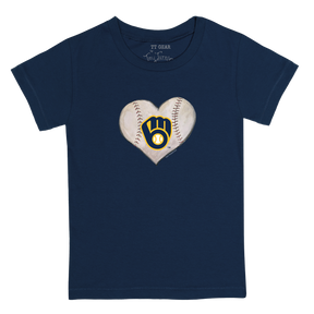Milwaukee Brewers Stitched Heart Kid's Tee Shirt - Tiny Turnip