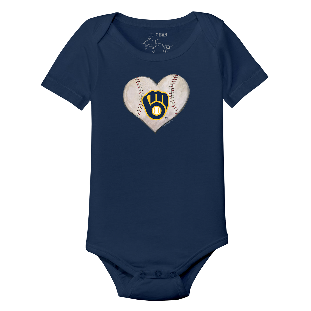 Milwaukee Brewers Stitched Heart Short Sleeve Snapper - Tiny Turnip