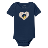 Milwaukee Brewers Stitched Heart Short Sleeve Snapper - Tiny Turnip