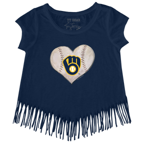 Milwaukee Brewers Stitched Heart Fringe Tee - Tiny Turnip