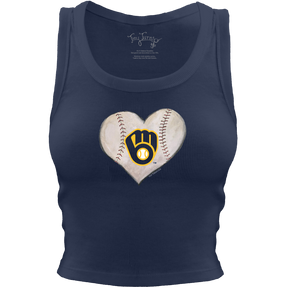 Milwaukee Brewers Baseball Heart Crop Tank - Tiny Turnip