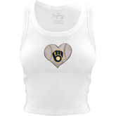Milwaukee Brewers Baseball Heart Crop Tank - Tiny Turnip