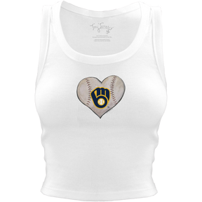 Milwaukee Brewers Baseball Heart Crop Tank - Tiny Turnip