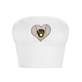 Milwaukee Brewers Stitched Heart Crop Tube Top - Tiny Turnip