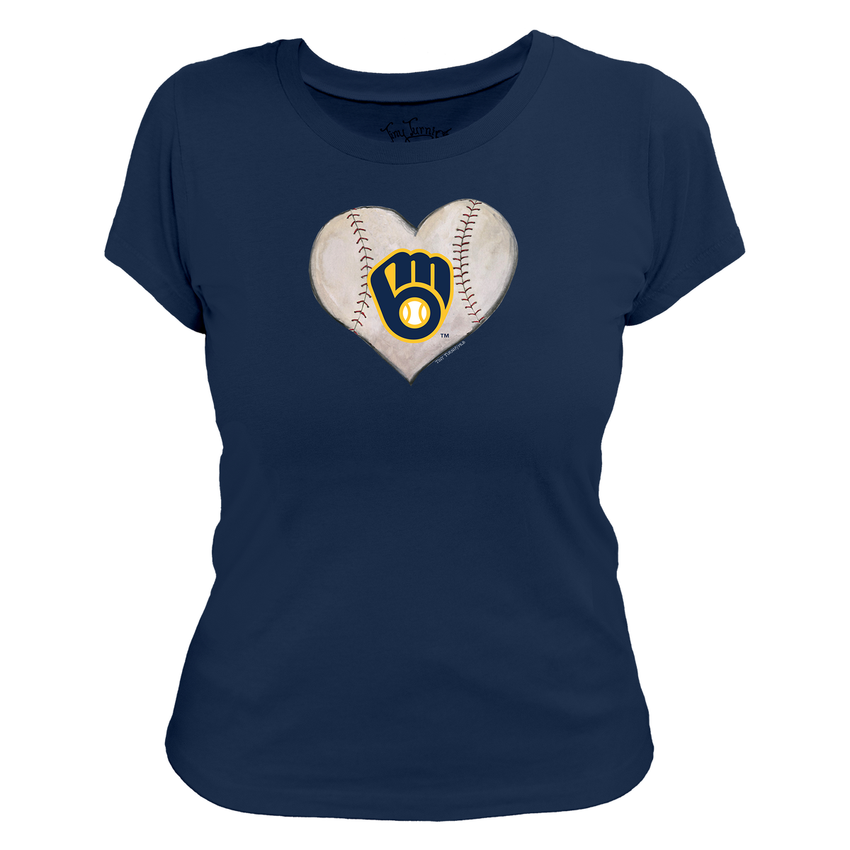 Milwaukee Brewers Stitched Heart Women's Tee Shirt - Tiny Turnip
