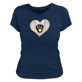 Milwaukee Brewers Stitched Heart Women's Tee Shirt - Tiny Turnip