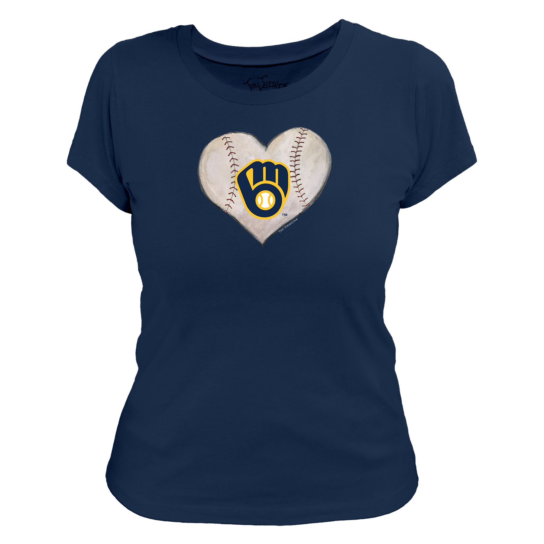 Milwaukee Brewers Stitched Heart Women's Tee Shirt - Tiny Turnip