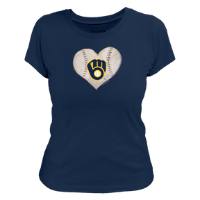 Milwaukee Brewers Stitched Heart Women's Tee Shirt - Tiny Turnip