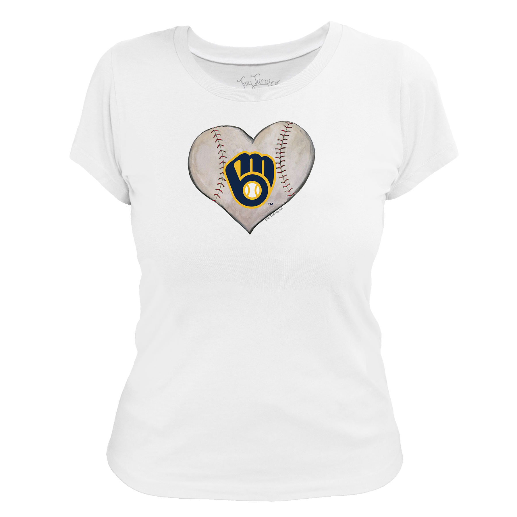 Milwaukee Brewers Stitched Heart Women's Tee Shirt - Tiny Turnip