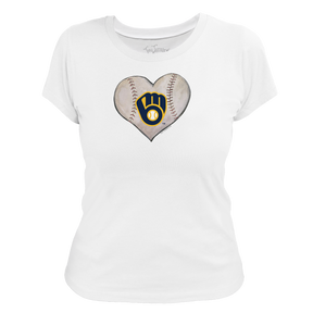 Milwaukee Brewers Stitched Heart Women's Tee Shirt - Tiny Turnip