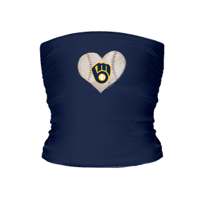 Milwaukee Brewers Stitched Heart Tube Top - Tiny Turnip