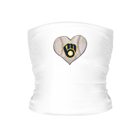 Milwaukee Brewers Stitched Heart Tube Top - Tiny Turnip