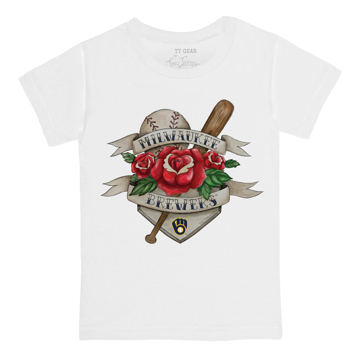 Milwaukee Brewers Tattoo Rose Tee Shirt