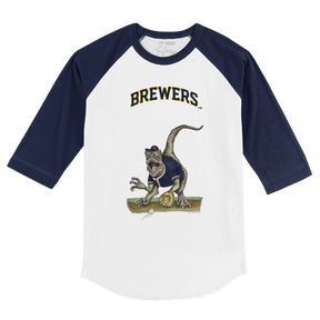 Milwaukee Brewers Velociraptor 3/4 Navy Blue Sleeve Raglan