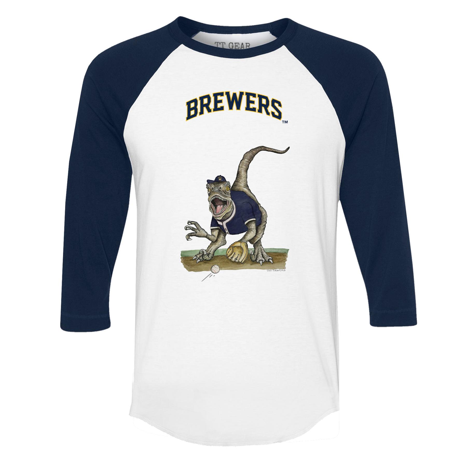 Milwaukee Brewers Velociraptor 3/4 Navy Blue Sleeve Raglan