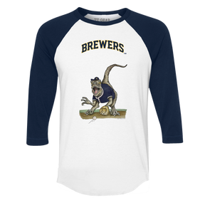 Milwaukee Brewers Velociraptor 3/4 Navy Blue Sleeve Raglan