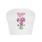 Minnesota Twins Blooming Baseballs Crop Tube Top - Tiny Turnip