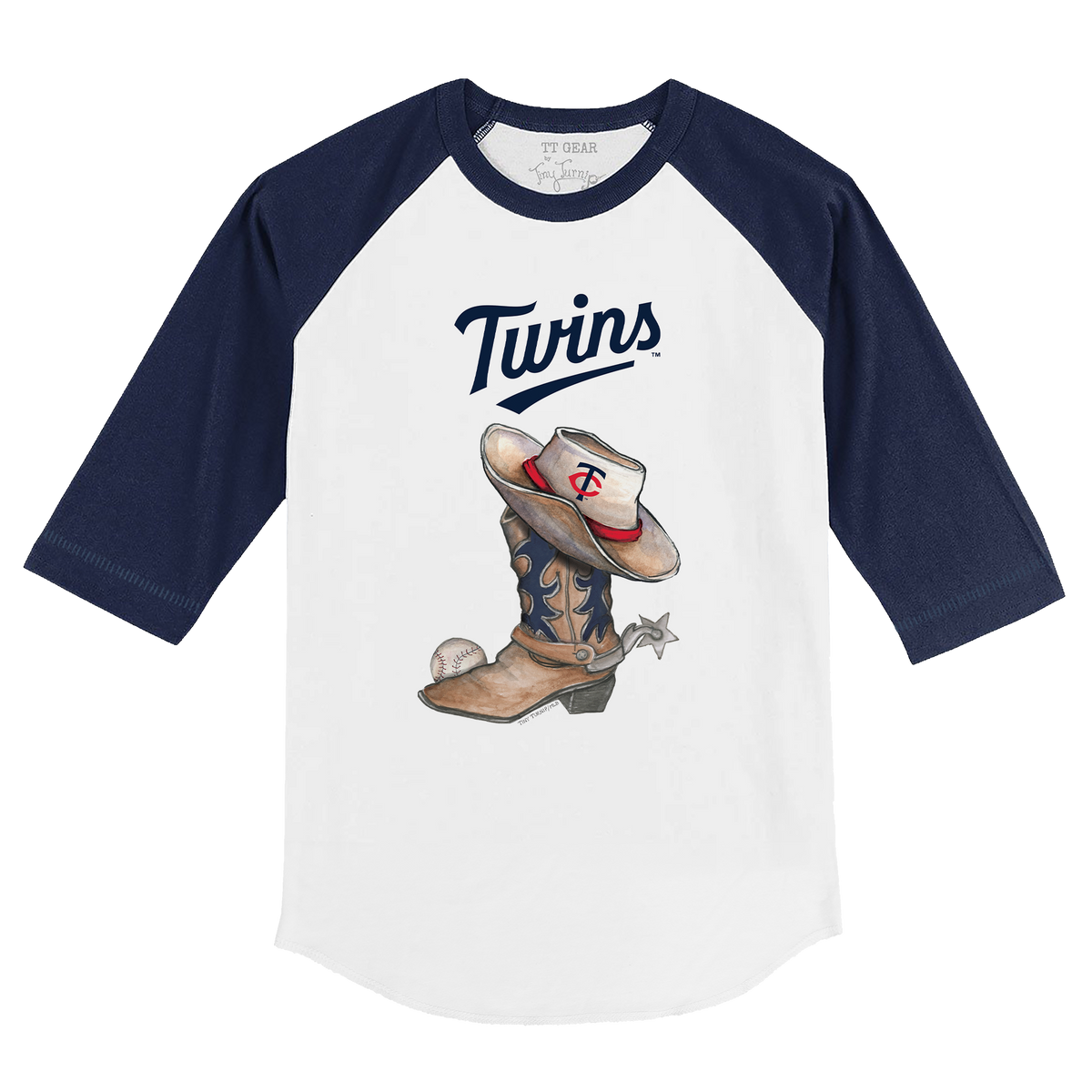 Minnesota Twins Cowboy Boot 3/4 Navy Blue Sleeve Raglan