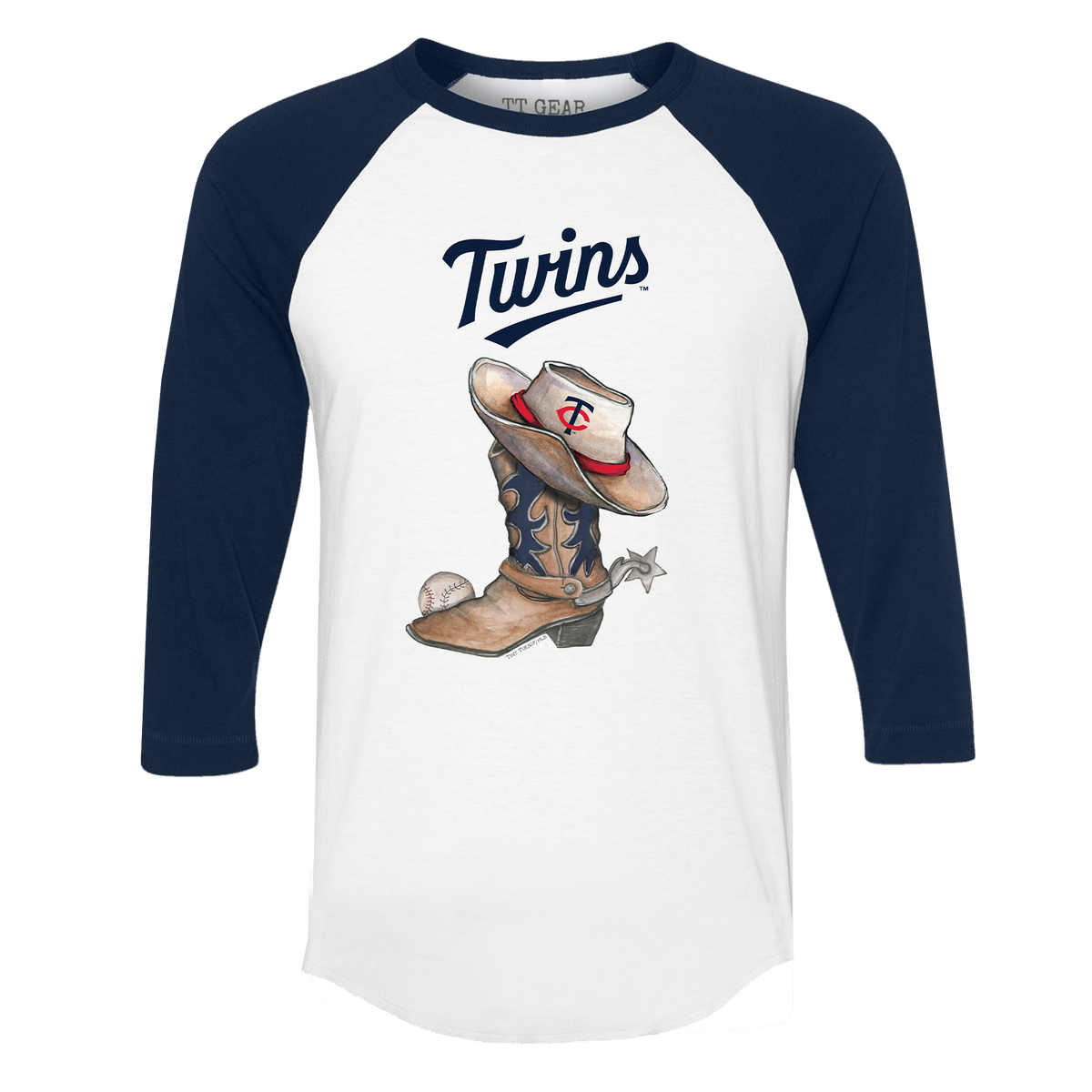 Minnesota Twins Cowboy Boot 3/4 Navy Blue Sleeve Raglan