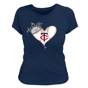 Minnesota Twins Tiara Heart Tee Shirt - Tiny Turnip