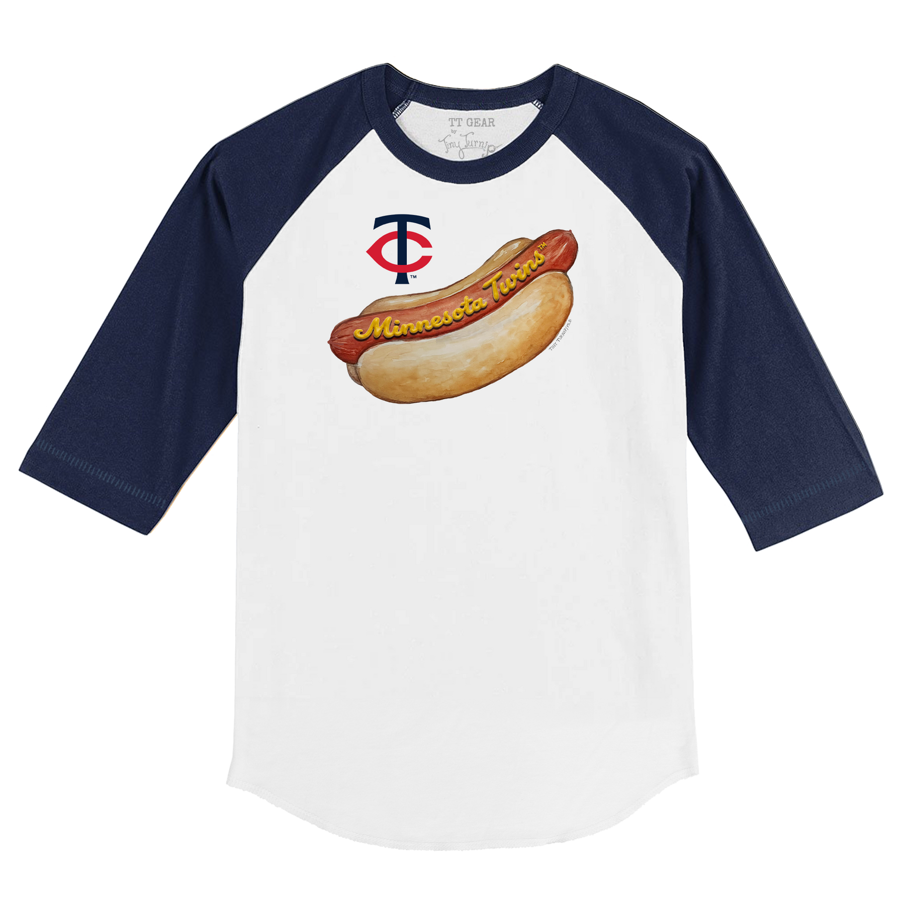 Minnesota Twins Hot Dog 3/4 Navy Blue Sleeve Raglan
