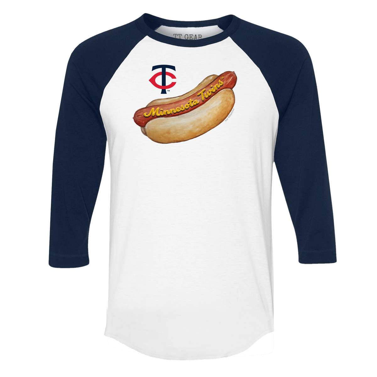 Minnesota Twins Hot Dog 3/4 Navy Blue Sleeve Raglan