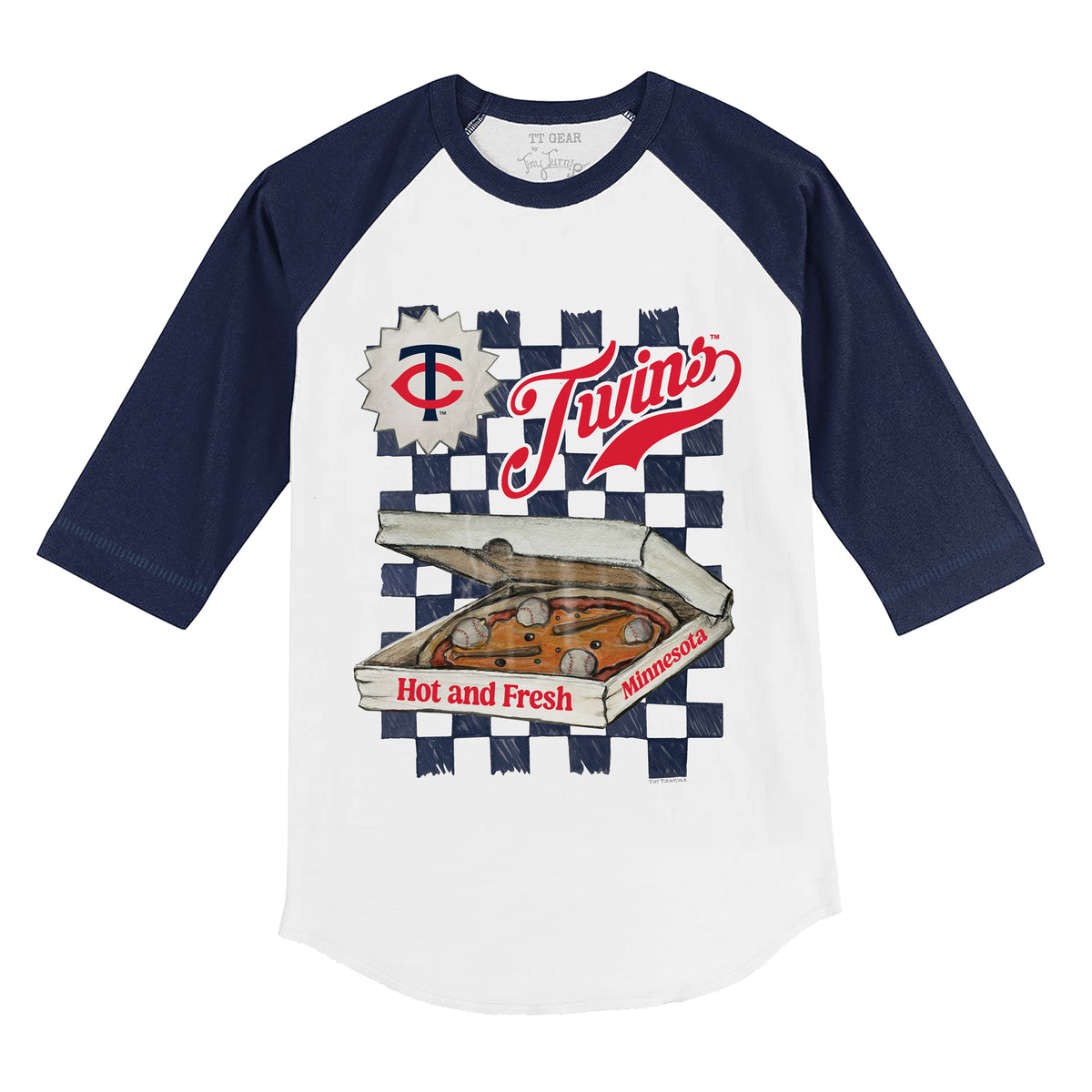 Minnesota Twins Pizza 3/4 Navy Blue Sleeve Raglan