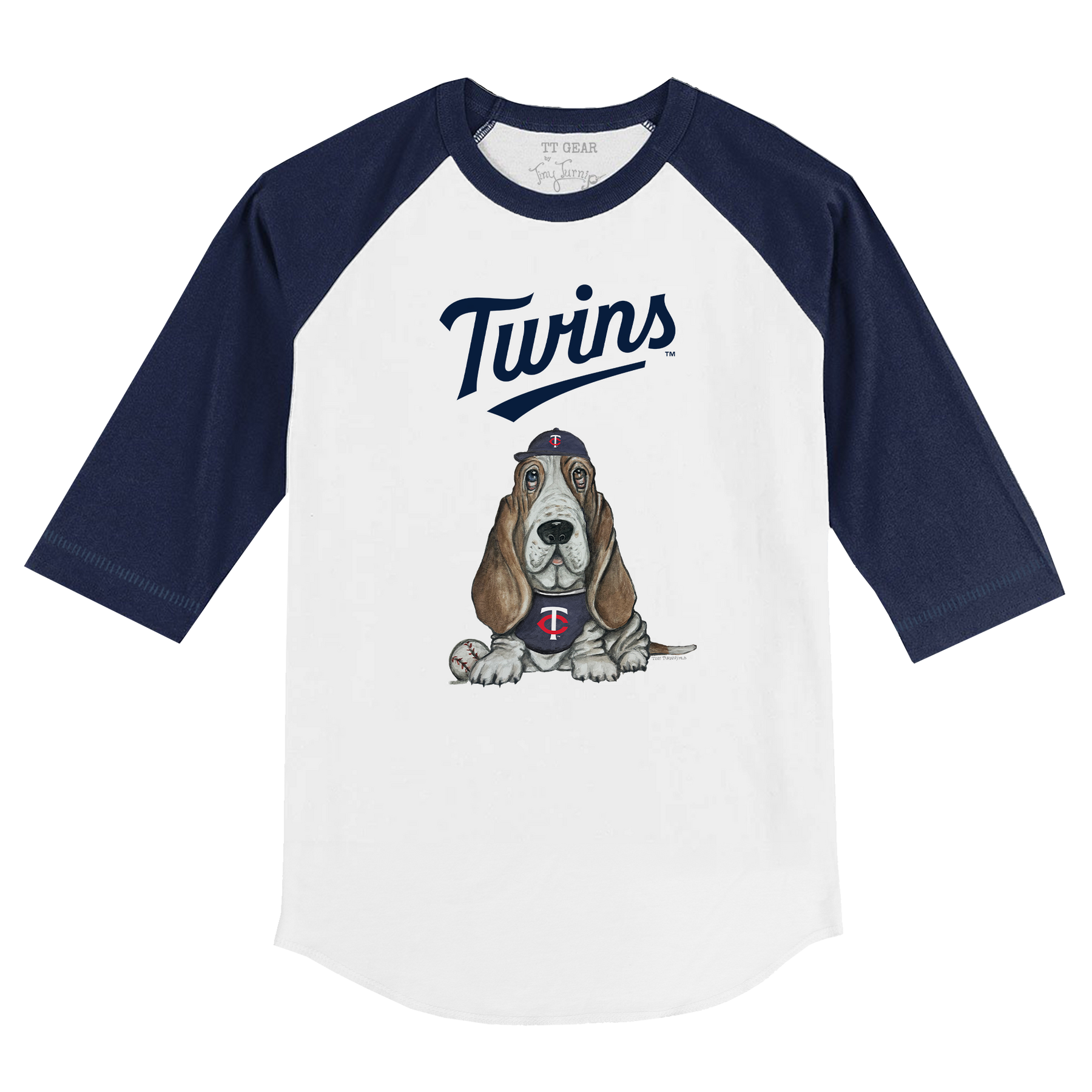 Minnesota Twins Puddy 3/4 Navy Blue Sleeve Raglan - Tiny Turnip