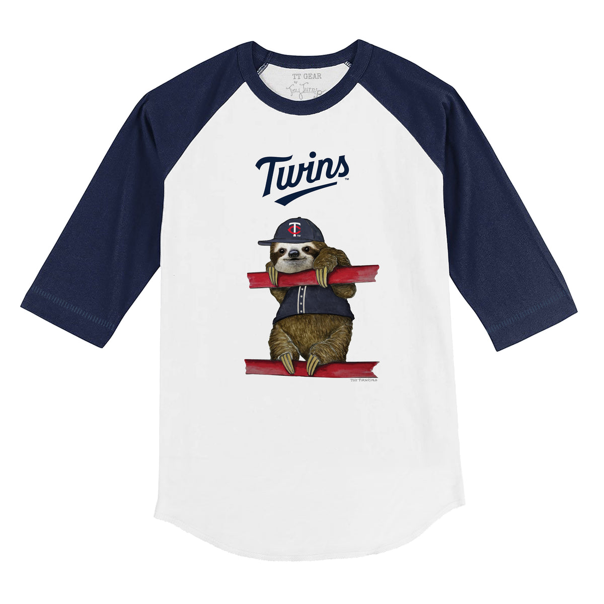 Minnesota Twins Sloth 3/4 Navy Blue Sleeve Raglan