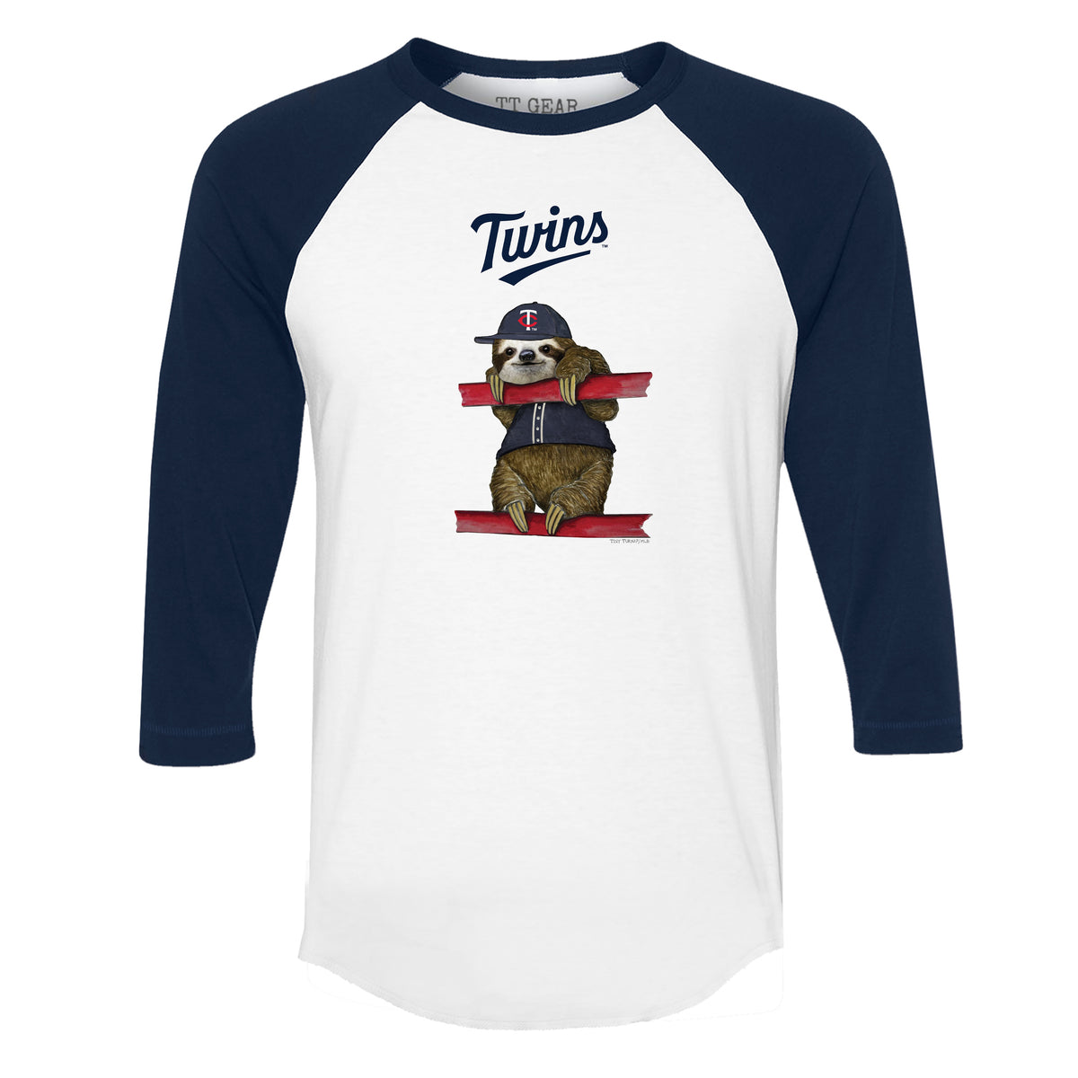 Minnesota Twins Sloth 3/4 Navy Blue Sleeve Raglan