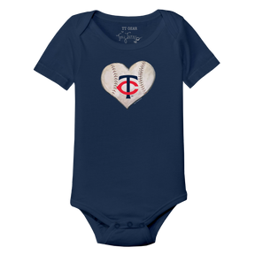 Minnesota Twins Stitched Heart Short Sleeve Snapper - Tiny Turnip
