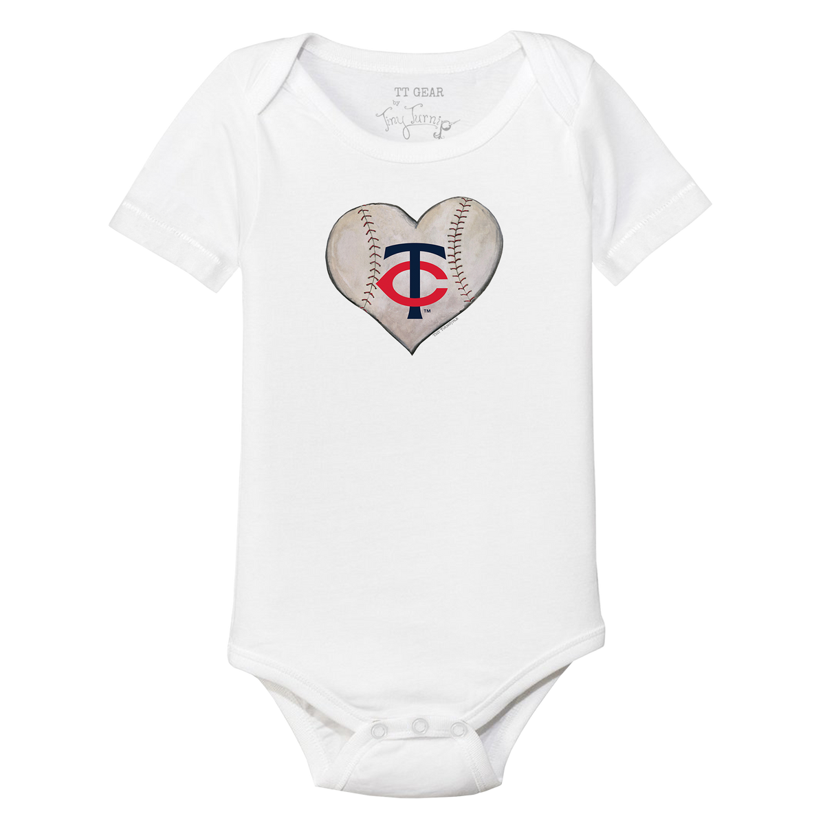 Minnesota Twins Stitched Heart Short Sleeve Snapper - Tiny Turnip