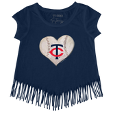 Minnesota Twins Stitched Heart Fringe Tee - Tiny Turnip